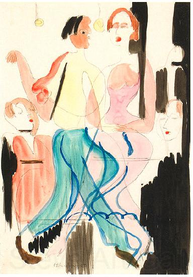 Ernst Ludwig Kirchner Dancing couple - Watercolour and ink over pencil Norge oil painting art